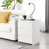 Wood Nightstand White Bedside Table w/ 3 Drawers Large Storage Cabinet End Table