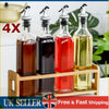 4x 500ml Clear Cruet Glass Oil Vinegar Bottles Spouts Drizzler Pourers Dispenser