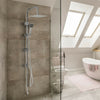 Stainless Steel Dual 2 Mixer Shower Heads Rainfall Rail Hose Riser Kit Valve
