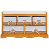 Wooden Storage Bench with Cushion Seat Hallway Wood Shoe Cabinet with 5 Baskets