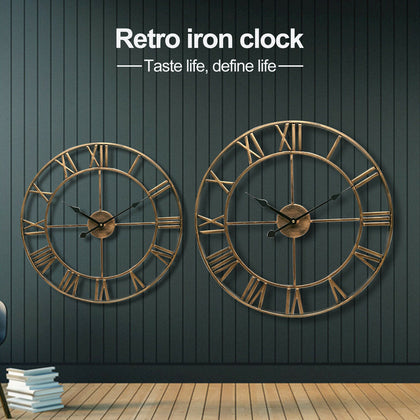 EXTRA LARGE ROMAN NUMERALS SKELETON 40/60CM WALL CLOCK BIG GIANT OPEN FACE ROUND