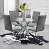 Clear Glass Dining Table and 4 Chairs Set PU Leather Cross Leg Kitchen Furniture