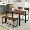 6Pcs Dining Table & Chairs Set Kitchen Furniture With Storage Bench Space-Saving