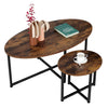 Nesting Coffee Table Industrial Set of 2 End Table Oval Side Table w/Metal Frame
