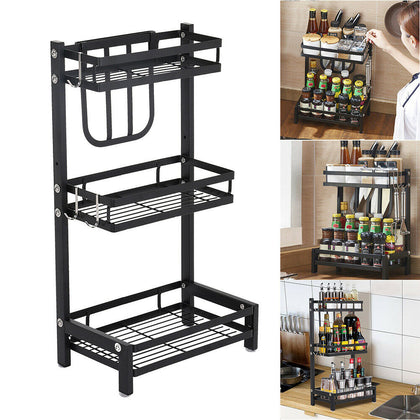 2-3 Tiers Kitchen Spice Rack Kitchen Storage Organizer Bottle Stand Shelf Holder