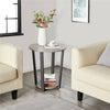 Set of 2 Industrial Side Table Round Sofa End Table w/ Storage Rack Metal Frames