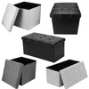 GREY LINEN FOLDING STORAGE OTTOMAN POUFFE SEAT FOOT STOOL HOME STORAGE BOX UK