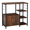 Industrial Storage Shelf Side Table Metal Frame End Desk with Cabinet & Rack