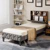Single Size Bed Frame Upholstered Platform Bed Slat Support W/ Storage Headboard