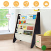 4 Tier Kids Wooden Bookcase Sling Storage Chest Children Book Shelf Organizer