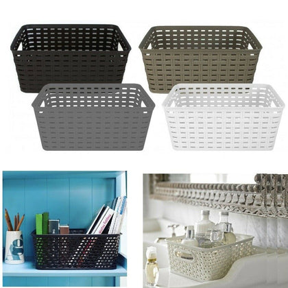 Handy Storage Basket Plastic Crate School Office Kitchen Pharmacy Tidy Organiser