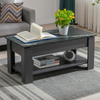Modern Sliding Top Coffee Table with Bottom Shelf and Hidden Storage Tea Table