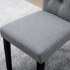 Set of 2 Grey Dining Chairs Fabric Tufted Padded Seat Wood Legs Dining Room Home