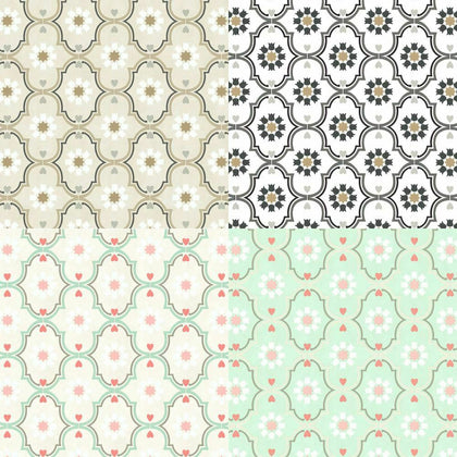 As Creation Cozz Pastel Retro Floral Ethnic Hearts Motif Smooth Wallpaper