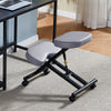 Kneeling Posture Chair Grey Stool Ergonomic Seat Leather w/ Wheels