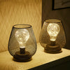 Romantic Metal Cage Table Lamp 2pcs Battery Powered LED Night Lights Candlestick