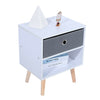 Bedside Rack with Shelf Drawer Nightstand White Grey Cabinet Side Table Storage