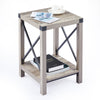 Side Table with Storage Shelf X Metal Frames End Coffee Table Driftwood Home