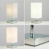 Modern Touch Table Lamps Chrome Square Fabric Lampshades LED Light Bulb Lighting