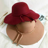 Autumn Winter Vintage Floppy Hat Women Elegant Felt Fedora Hat Wide Brim Sun Cap