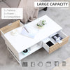 Stylish Rectangular Coffee Table Living Room Table w/ Storage Drawer Compartment