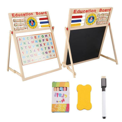 Child Drawing Art Chalk Board Easel Wooden Blackboard Whiteboard 2 in 1