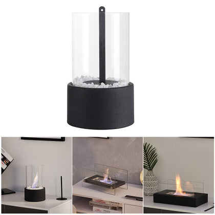 Bio Ethanol Fireplace Patio Heater Fire Pit In/Outdoor Table Glass Top Burner UK