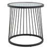 Tempered Glass Coffee Side End Table Line Pedestal Chrome Metal Frame Livingroom