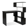 Mondeer L Shaped Computer Desk Corner Desk 360 Degree Rotatable Shelve Black