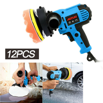 12PCS 600W Car Polisher Sander Buffer Electric Polishing Machine Wax Kit UK