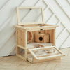 Wooden Hamster Cage Mice Rodents Hutch Small Animal Playing Runing House 2 Level