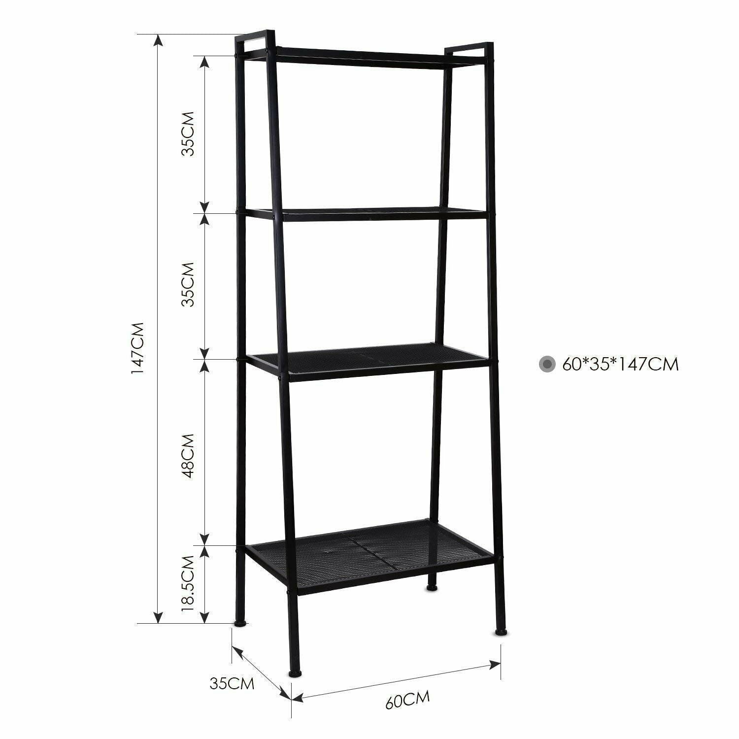 4Tier Ladder Shelf Storage Shelving Unit Bookcase Metal Rack Plant Display Stand