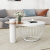 Modern Round Coffee Table Set of 2 Nesting Table Metal Frame Marble Effect HT