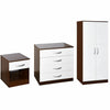 Drawer Chest Wardrobe Dressing Table High Gloss Bedroom Set White & Walnut