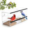 Large Acrylic Window Bird Feeder w/ Removable Tray Suction Cups & Drain Holes UK