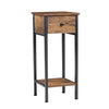 Narrow Side Table 2-Tier Console Desk with Drawer Wood Nightstand Open Shelf UK
