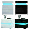 High Gloss Bedroom Furniture Bedside Table Cabinet Nightstand with Led Light UK