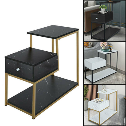 2 Tier Antique End Table Sofa Side Coffee Snack Drawer Storage Side Narrow Table