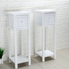 New Pair of Tall Slim Bedside Telephone Tables Narrow Bedroom Hallway Wood White
