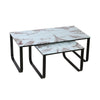 Tempered Glass Coffee Table with Metal Frame Side End Table Modern Living Room