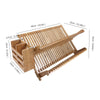 Bamboo Dish Rack Folding 2-Tier Drainer Dish Drying Rack WITH Utensils Holder