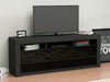 Modern TV Unit Cabinet Stand - Black Matt Body & High Gloss Doors RGB LED Light