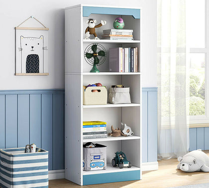 5 Tier White Bookcase Children Bookshelf Storage Shelving Display Unit Cabinet