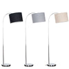 Metal Tall LED Floor Lamp Curved Arm Chrome Reading Light Large Drum Lampshades
