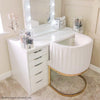 Off White Velvet Cantilever Dressing Table Chair with Gold Legs - Zelena ZEL003