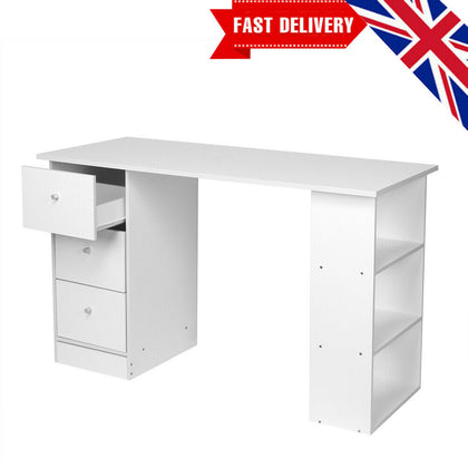 Modern 3 Drawer Computer Desk PC Laptop Study Table Office Home Workstation