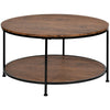 Round Coffee Table Sofa Table Cocktail Table with Storage Shelf for Living Room