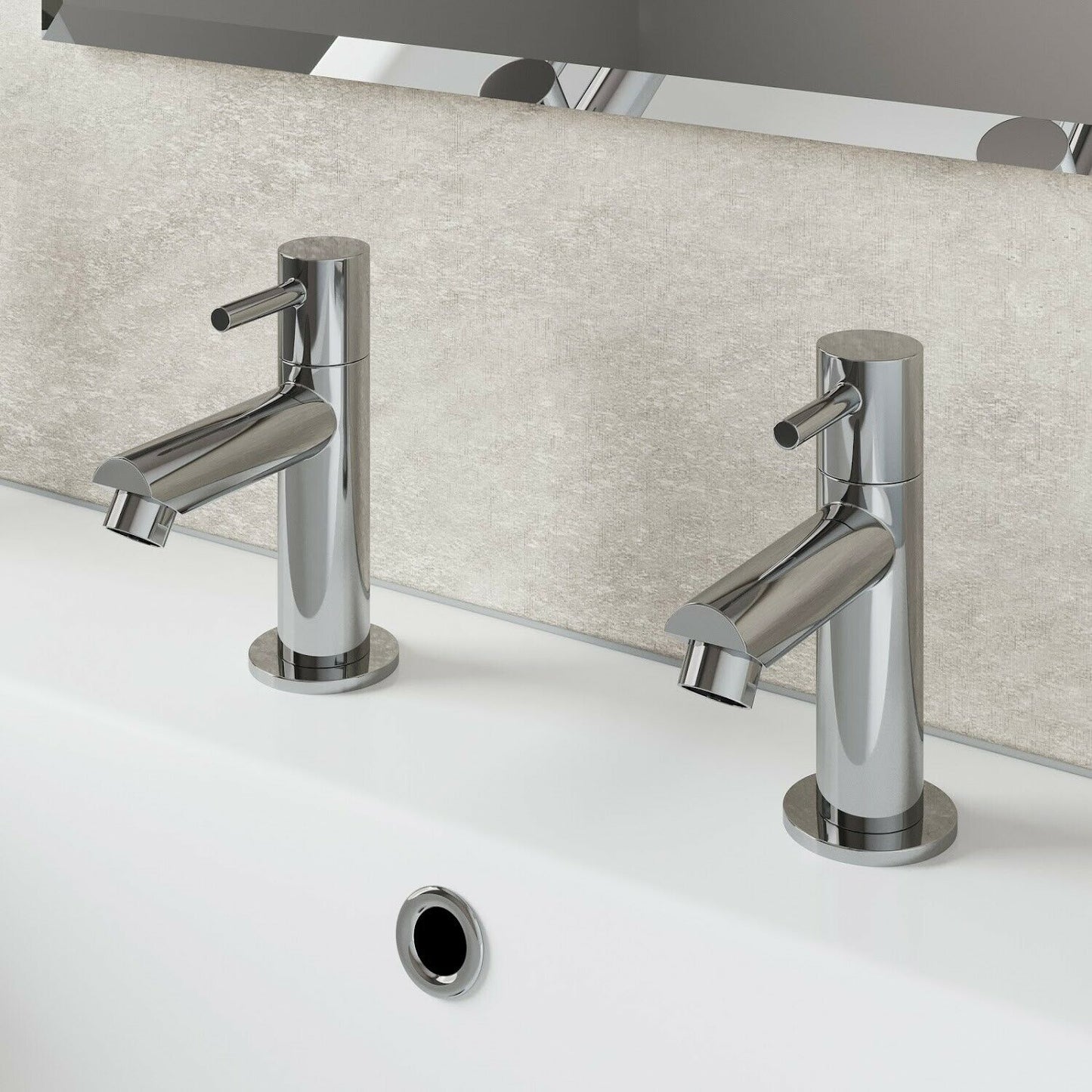 Modern Chrome Bathroom Sink Twin Taps Bath Filler Shower Mixer Basin Mini Mixer