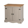 Corona Grey Wax 2 Door Small Sideboard Cupboard, Solid Mexican Pine Wooden