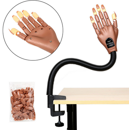 Adjustable Nail Art Training Hand Practice Learning Model With 100 Free Tips New
